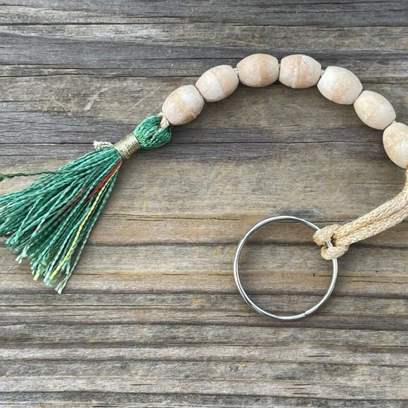 Handmade Keys Holder Real Wood Beads Keychain Key rings - Picture 4 of 5